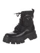 Prada Enameled Metal Triangle Nylon Combat Boots