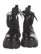 Prada Enameled Metal Triangle Nylon Combat Boots
