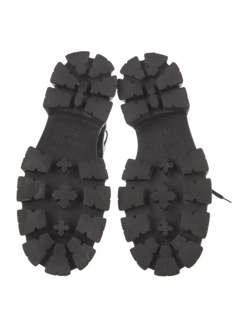 Prada Enameled Metal Triangle Nylon Combat Boots