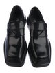 Prada Enameled Metal Triangle Leather Loafers