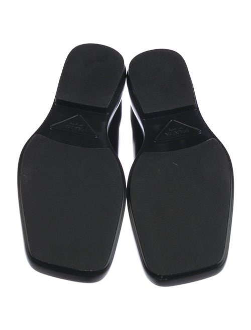 Prada Enameled Metal Triangle Leather Loafers