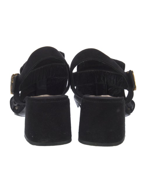 Prada Suede Fringe Trim Accent Slingback Sandals