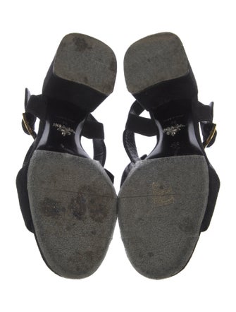 Prada Suede Fringe Trim Accent Slingback Sandals