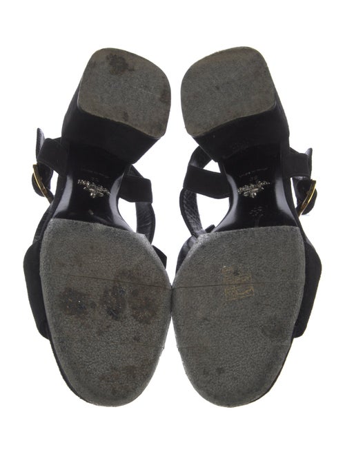 Prada Suede Fringe Trim Accent Slingback Sandals