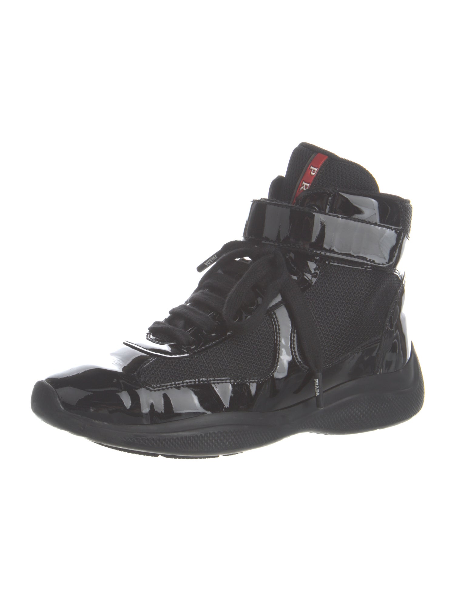 Prada Patent Leather Wedge Sneakers