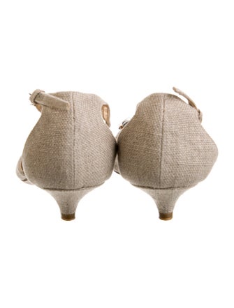 Prada Canvas Crystal Embellishments Sandals