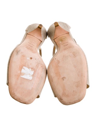 Prada Canvas Crystal Embellishments Sandals