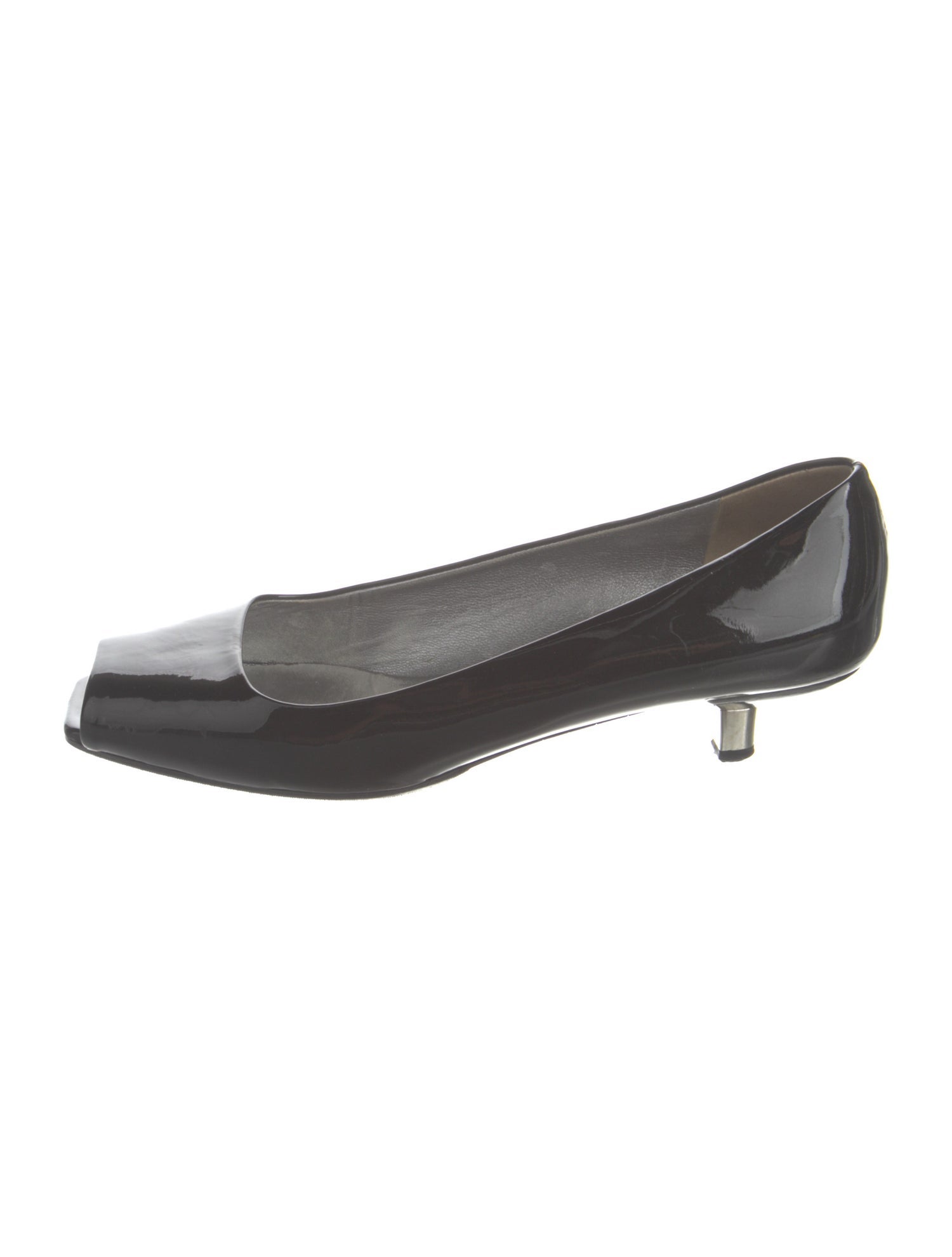 【K】PRADA Leather Low Heels Prada Patent Leather Block Heel Shoes Black