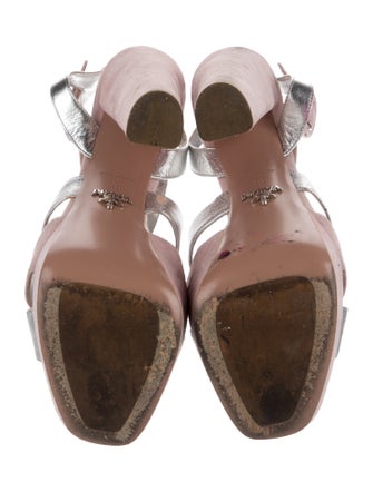 Prada Suede Colorblock Pattern Slingback Sandals