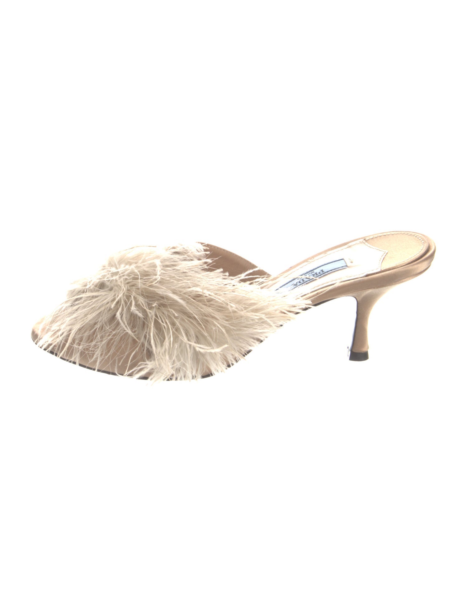 Prada Satin Feather Trim Slides