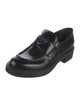 Prada Enameled Metal Triangle Leather Loafers