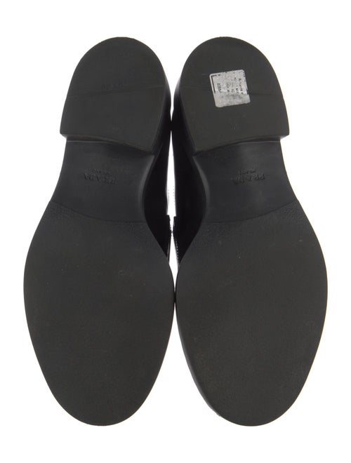 Prada Enameled Metal Triangle Leather Loafers