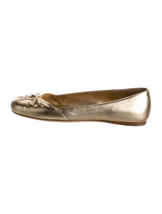 Prada Leather Lasercut Accents Ballet Flats