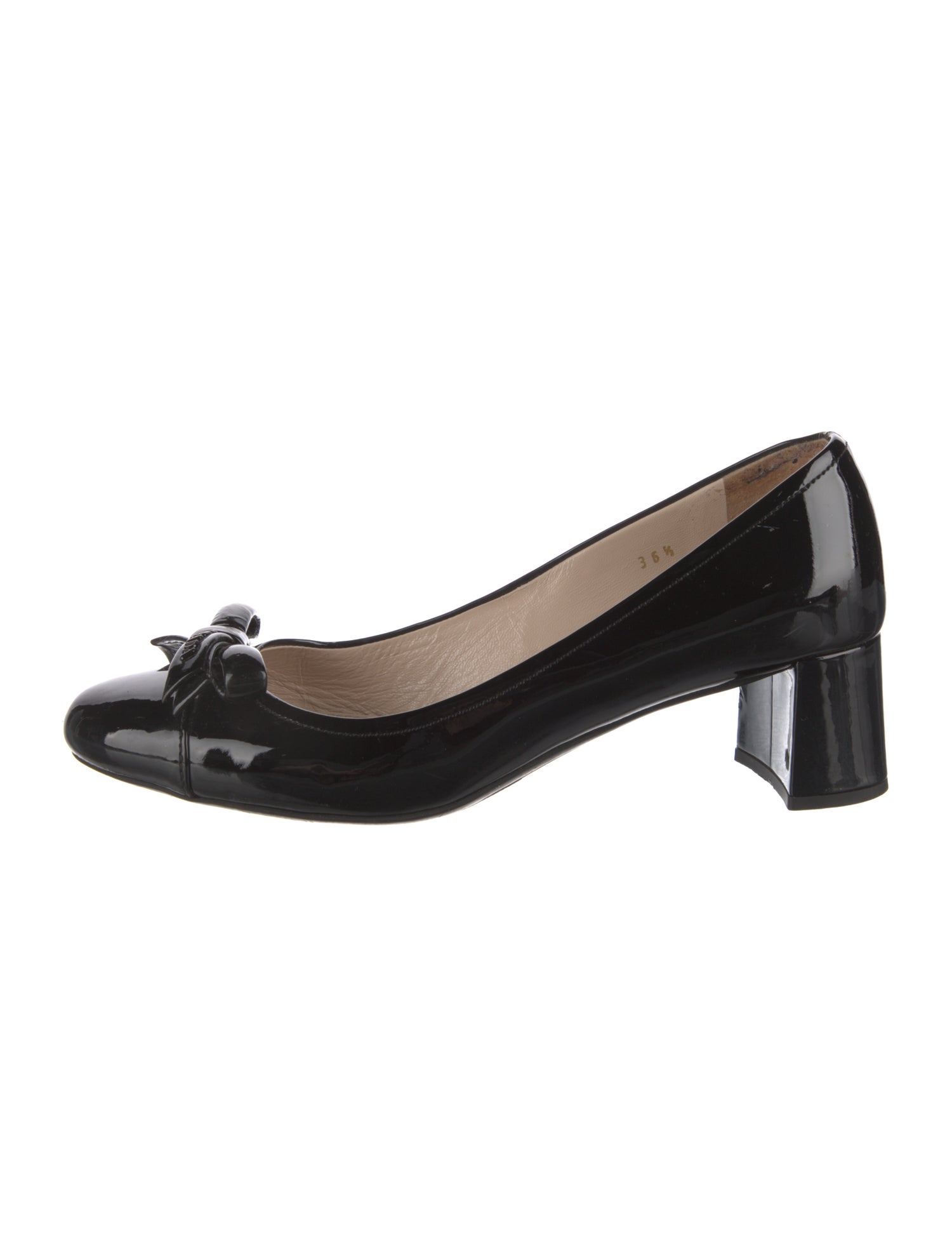 Prada Patent Leather Bow Accents Pumps