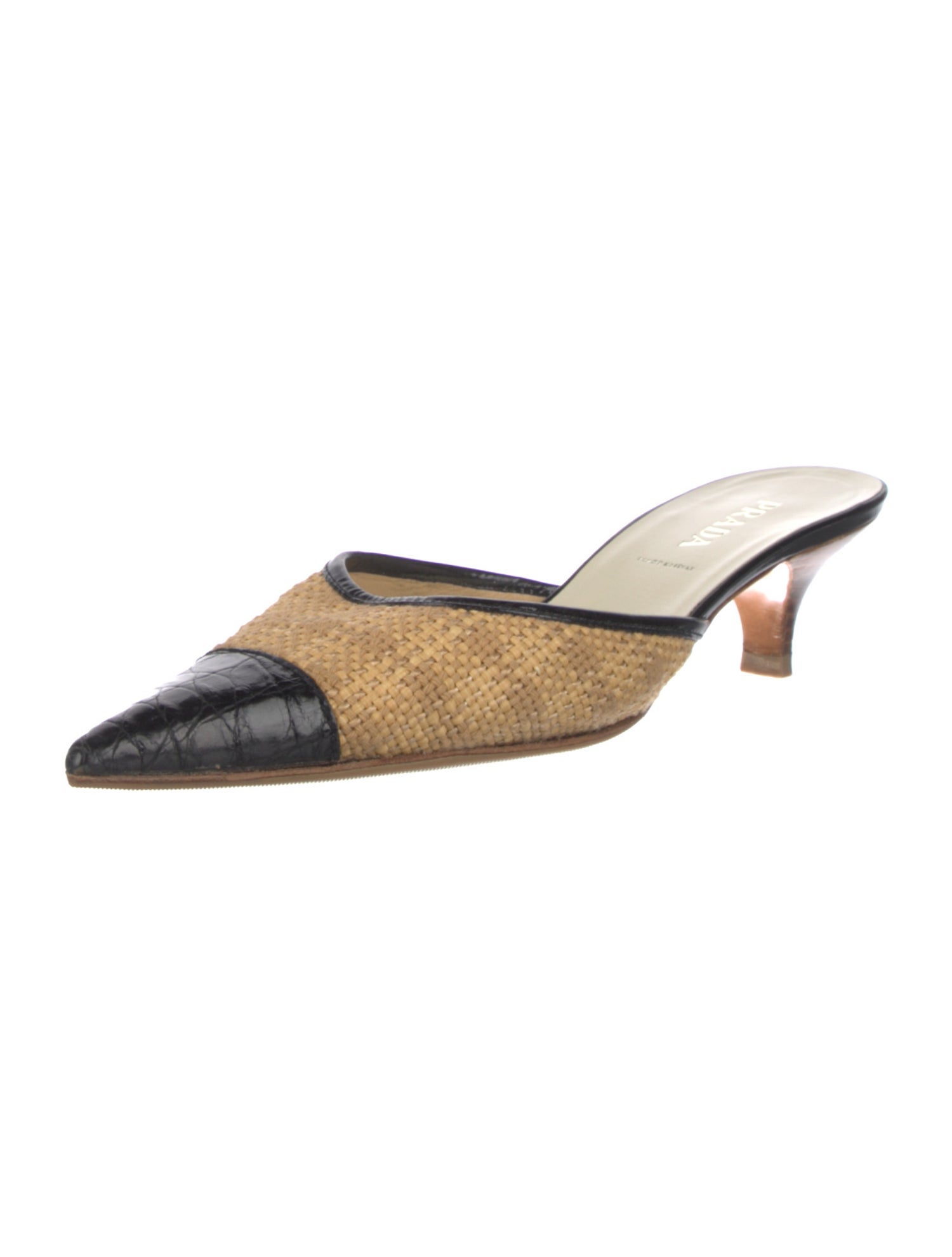 Prada Colorblock Pattern Leather Trim Embellishment Mules