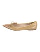 Prada Patent Leather Bow Accents Ballet Flats