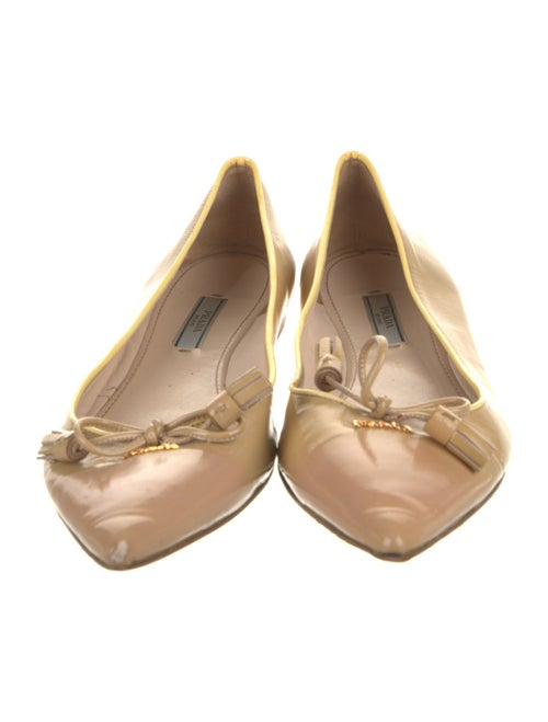 Prada Patent Leather Bow Accents Ballet Flats