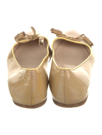 Prada Patent Leather Bow Accents Ballet Flats
