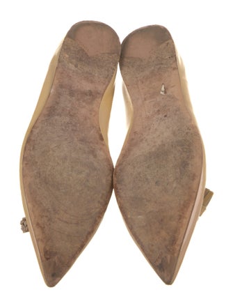 Prada Patent Leather Bow Accents Ballet Flats