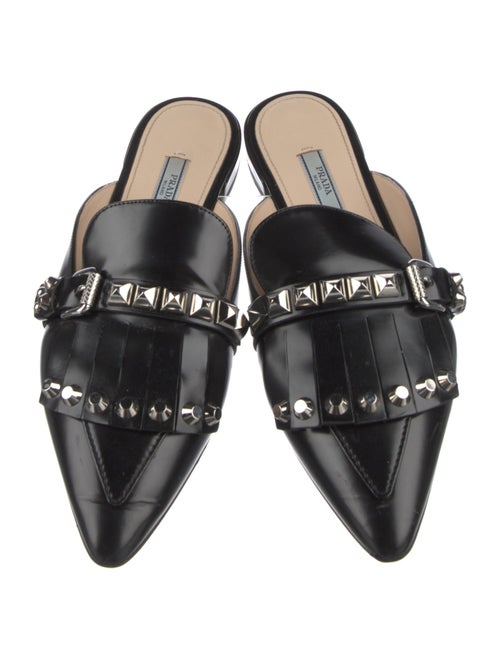 Prada Leather Studded Accents Mules