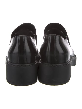 Prada Enameled Metal Triangle Leather Oxfords