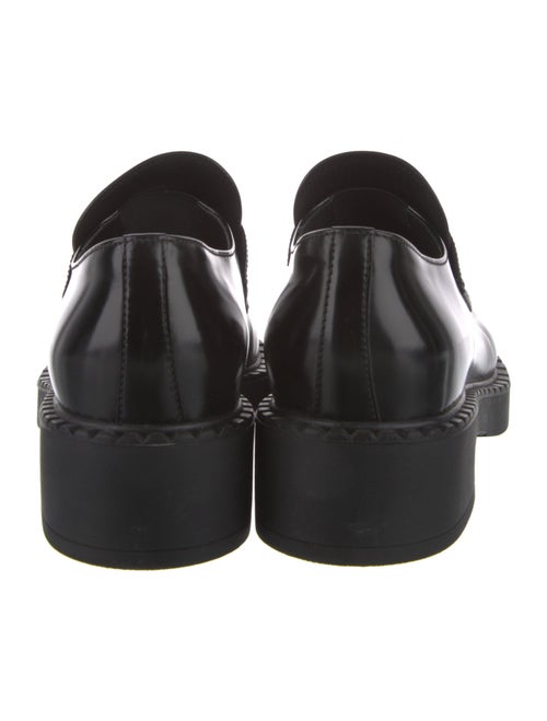 Prada Enameled Metal Triangle Leather Oxfords