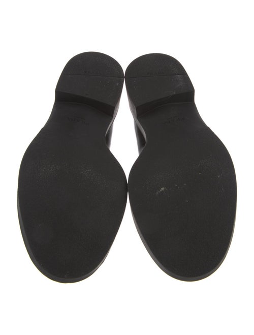 Prada Enameled Metal Triangle Leather Oxfords