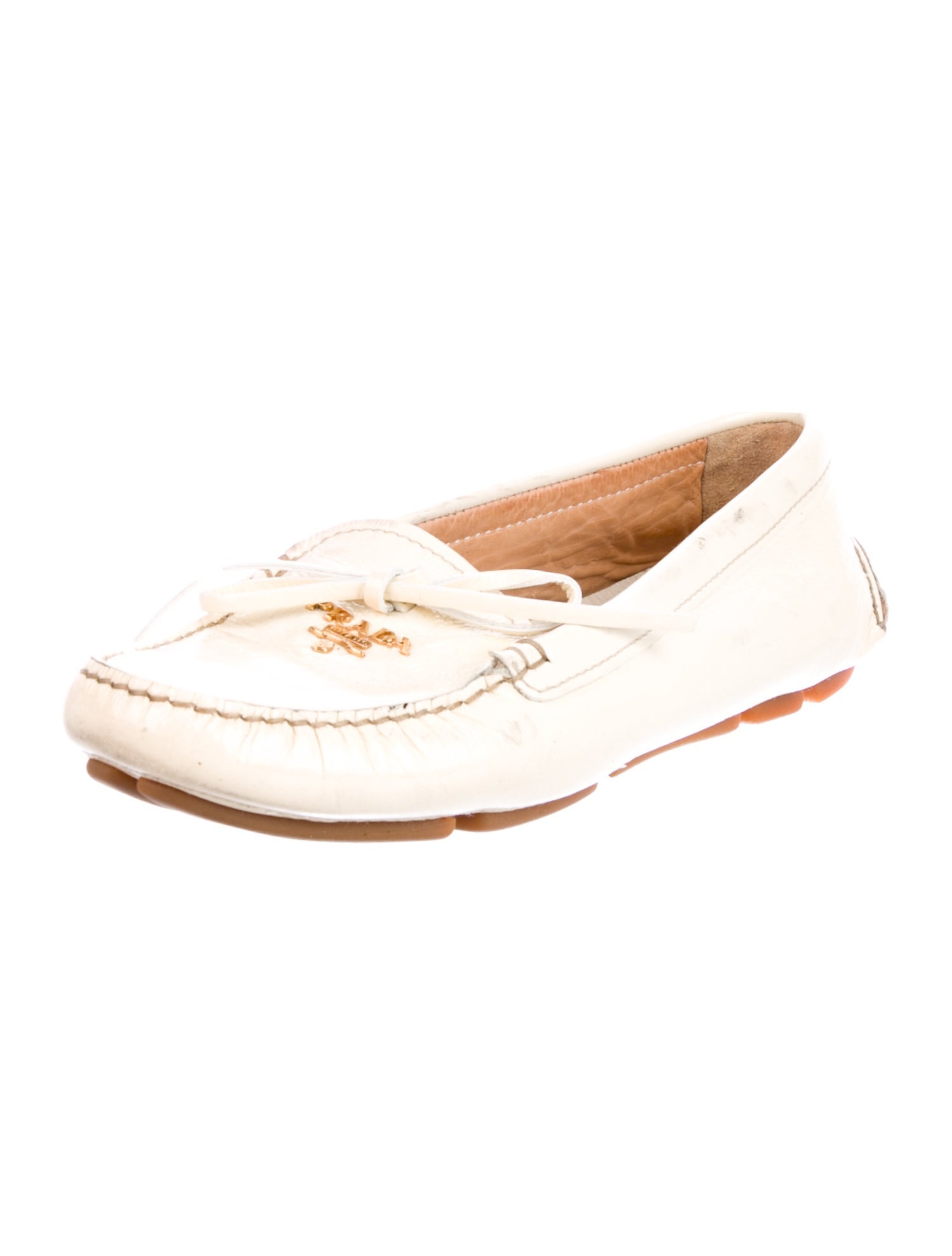 Prada Leather Bow Accents Loafers