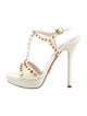 Prada Patent Leather Studded Accents T-Strap Sandals