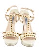 Prada Patent Leather Studded Accents T-Strap Sandals