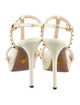 Prada Patent Leather Studded Accents T-Strap Sandals