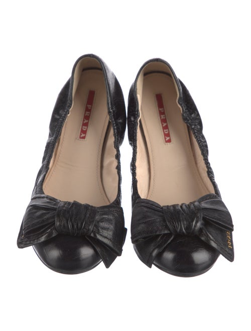 Prada Sport Leather Bow Accents Ballet Flats