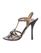 Prada Leather Colorblock Pattern T-Strap Sandals
