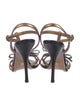 Prada Leather Colorblock Pattern T-Strap Sandals