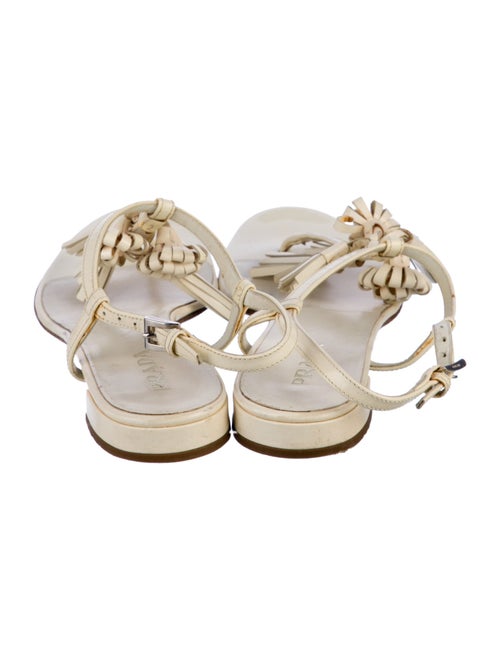 Prada Leather Tassel Accents Slingback Sandals
