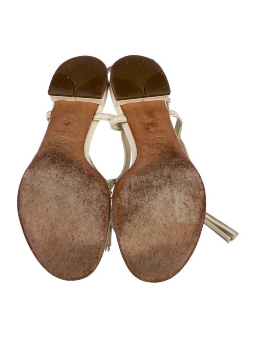 Prada Leather Tassel Accents Slingback Sandals