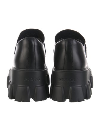 Prada Enameled Metal Triangle Leather Oxfords