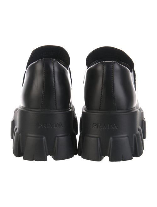 Prada Enameled Metal Triangle Leather Oxfords
