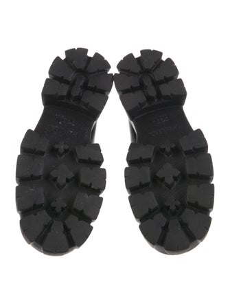 Prada Enameled Metal Triangle Leather Oxfords