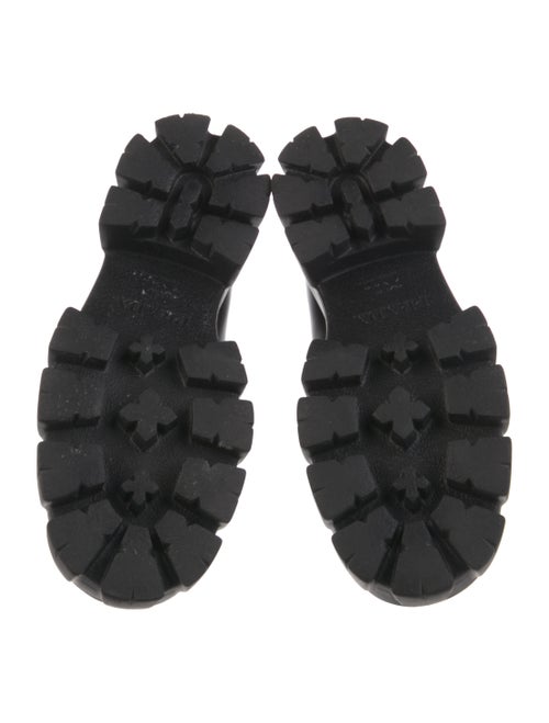 Prada Enameled Metal Triangle Leather Oxfords