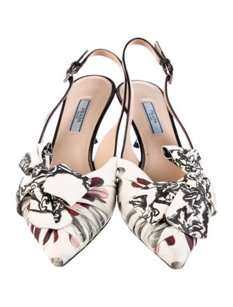 Prada Leather Printed Slingback Pumps