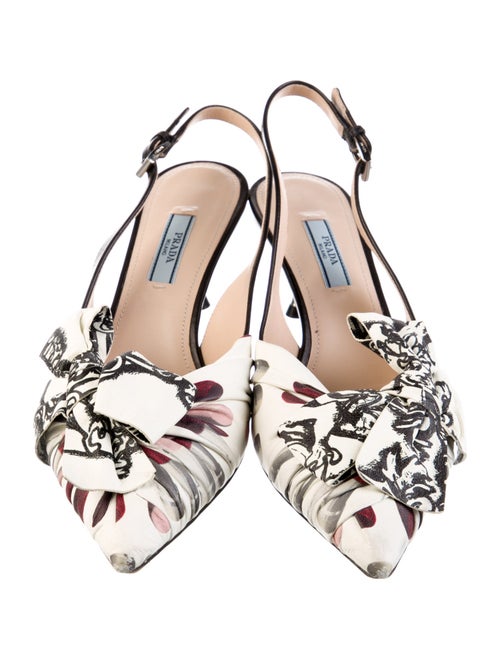 Prada Leather Printed Slingback Pumps