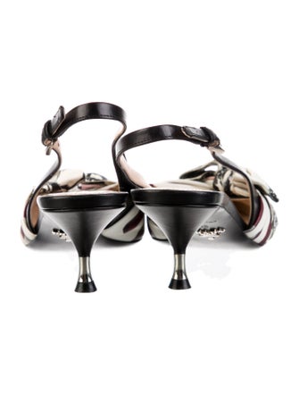 Prada Leather Printed Slingback Pumps