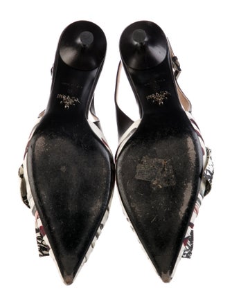 Prada Leather Printed Slingback Pumps