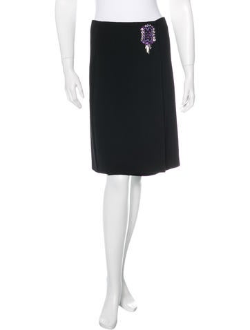 Prada Wool Beaded Appliqué Skirt