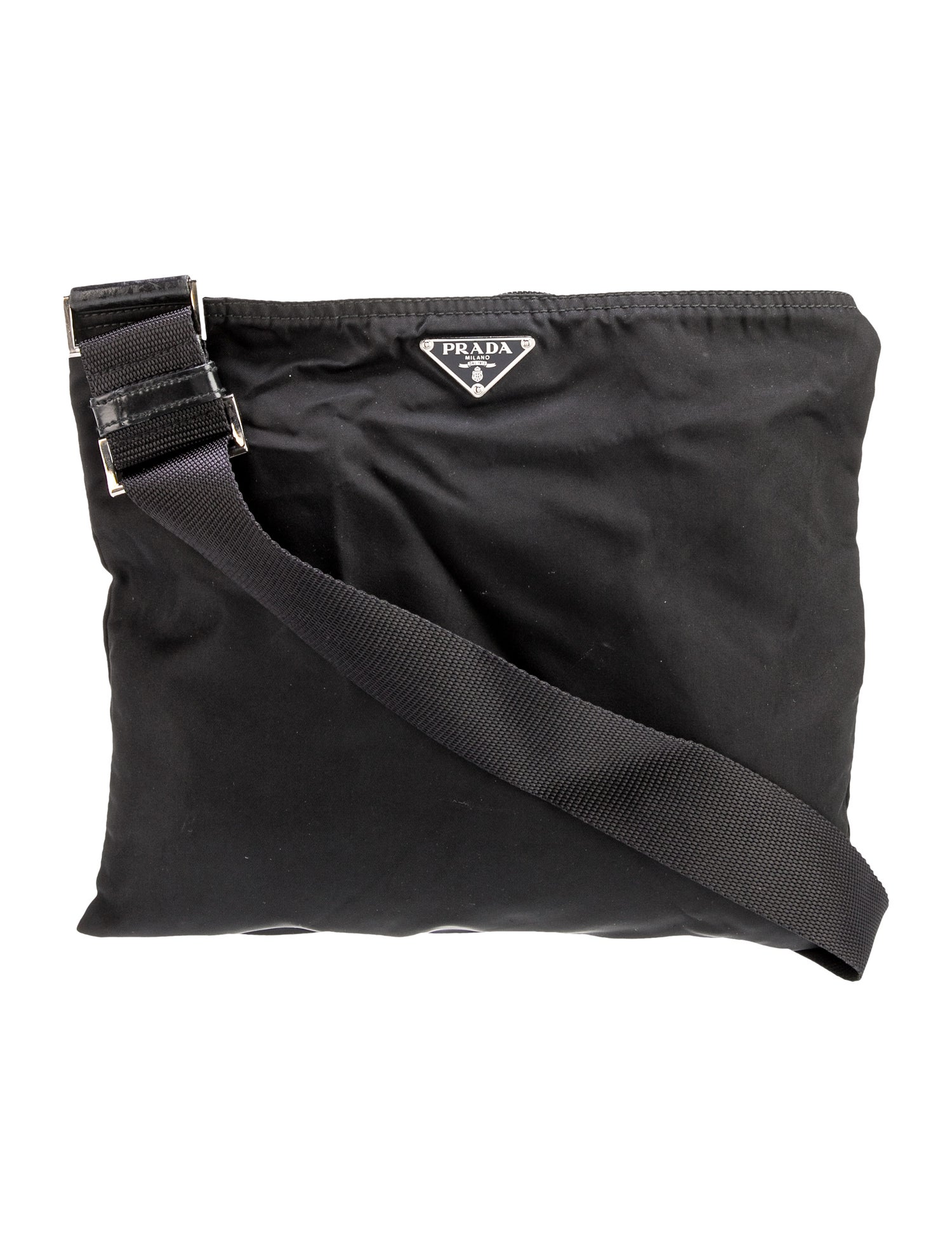 Prada Enameled Metal Triangle Messenger Bag