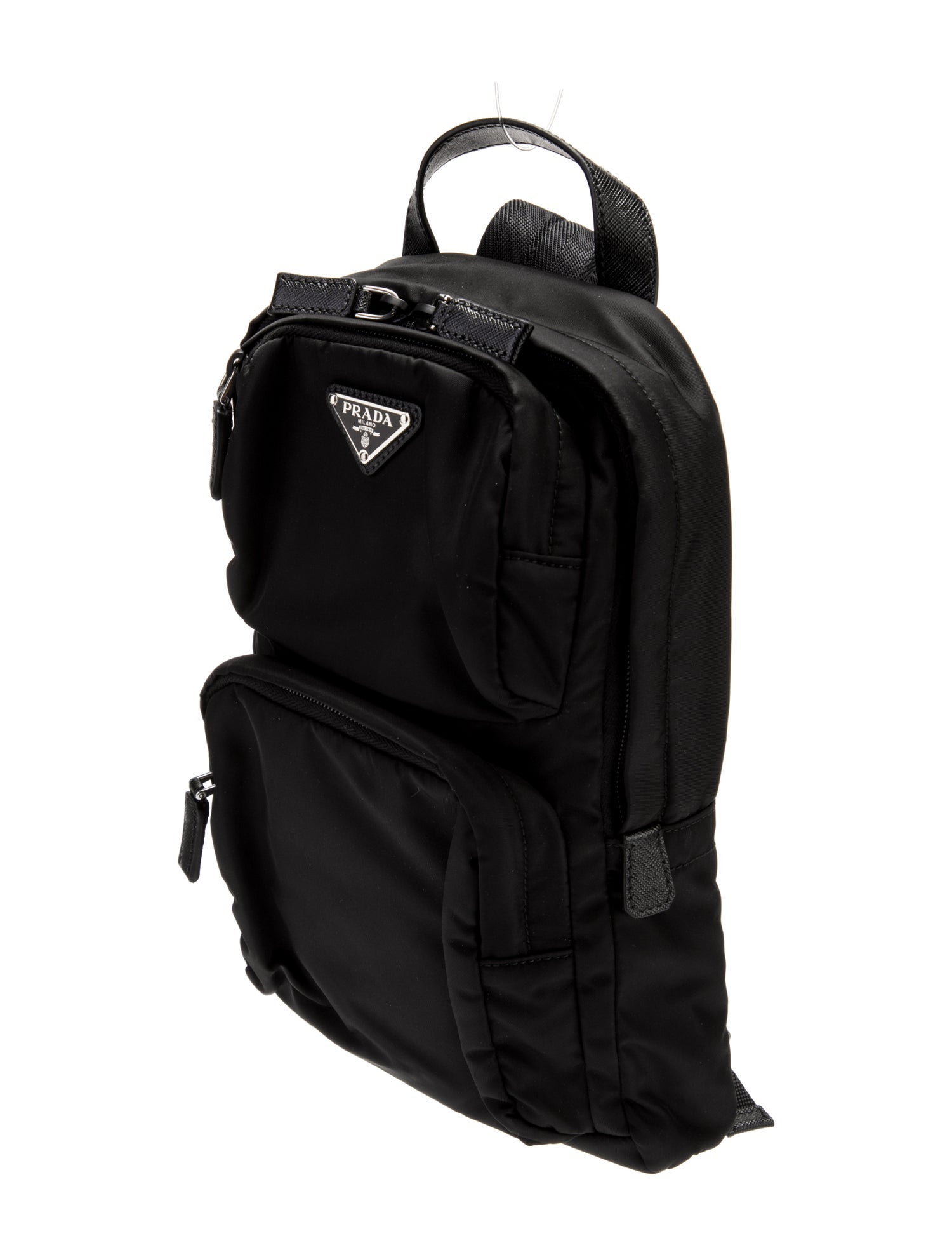 Prada Enameled Metal Triangle Backpack