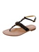 Prada Suede Beaded Accents T-Strap Sandals