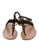 Prada Suede Beaded Accents T-Strap Sandals