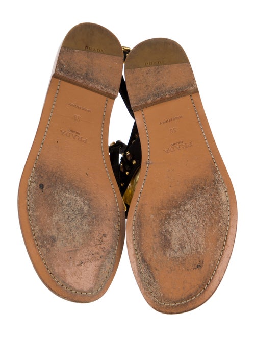 Prada Suede Beaded Accents T-Strap Sandals